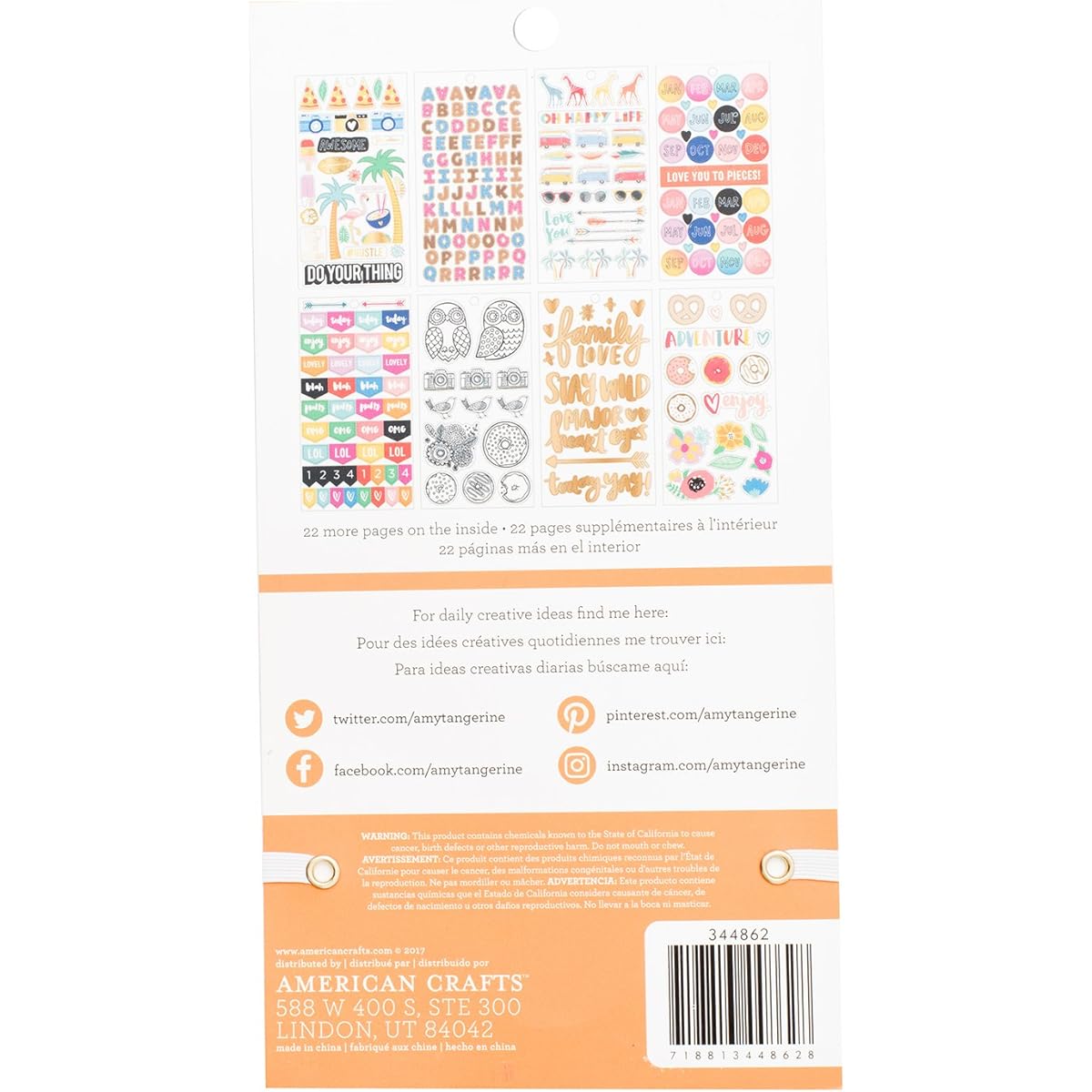 American Crafts Book Stickers and Bling - Amy Tangerine - Gold Foil - 30 Sheets 344862
