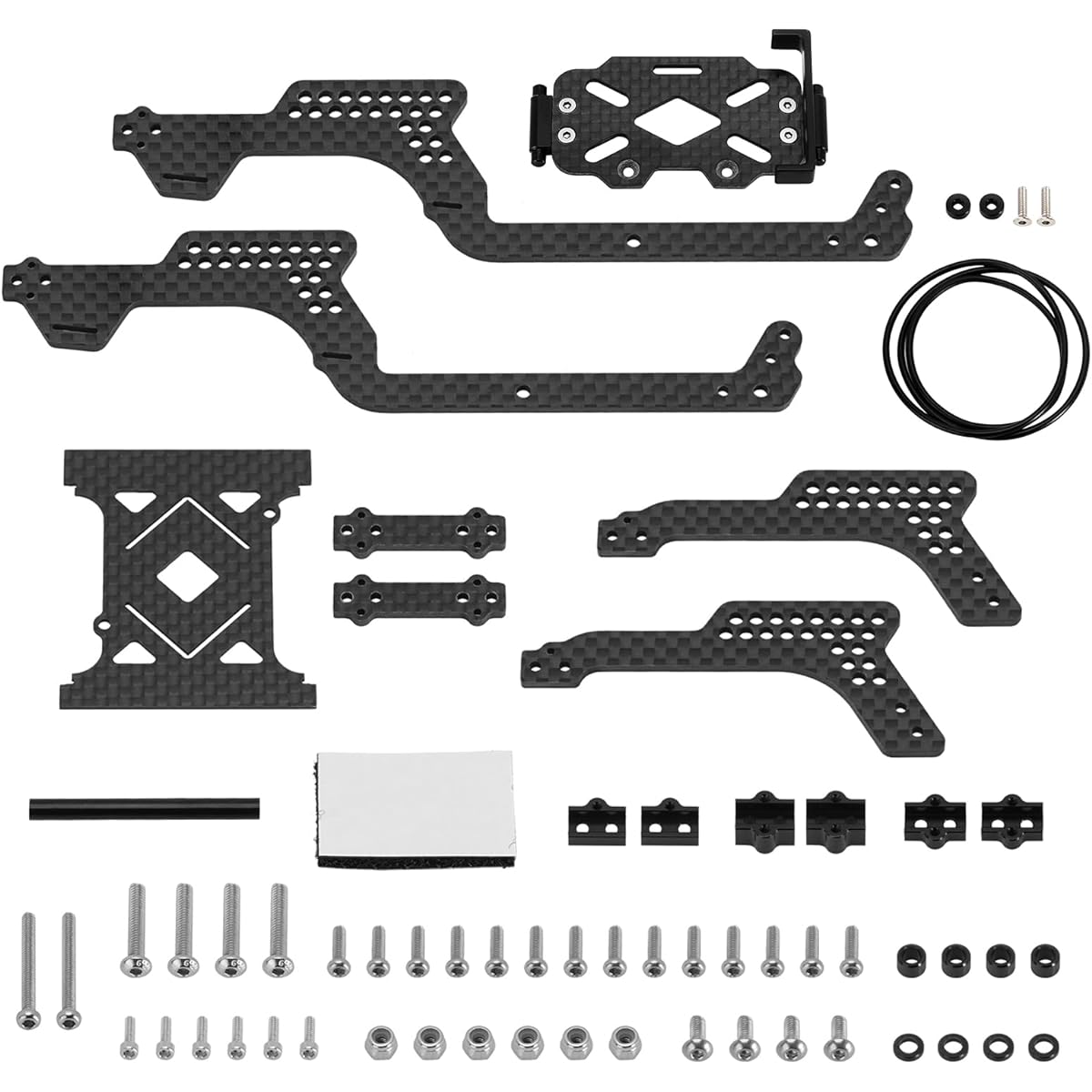INJORA LCG Carbon Fiber Chassis Frame Kit with Battery Tray for 1/18 TRX4M Defender Bronco K10 F150 RC Crawler Upgrade