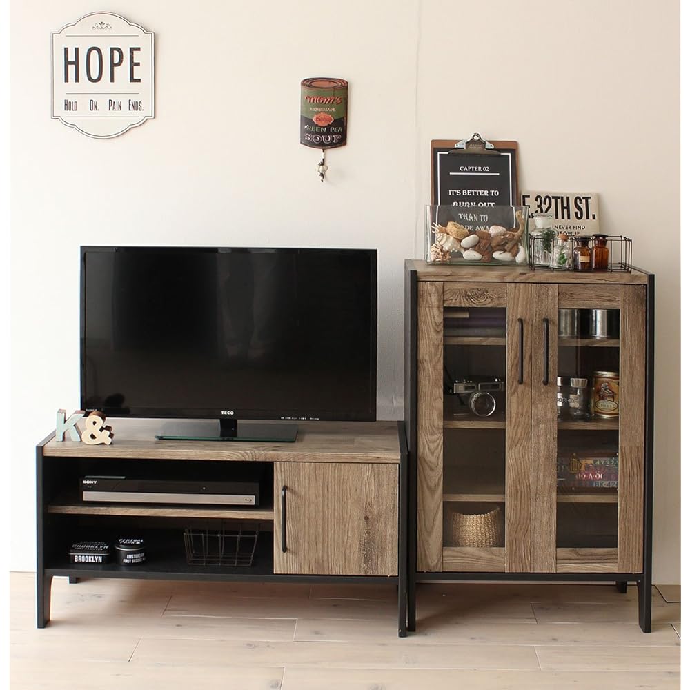 Shirai Sangyo Cabinet Brown Black Width 58.1 Height 88.8 Depth 35.6cm VNT-9060G Vientage