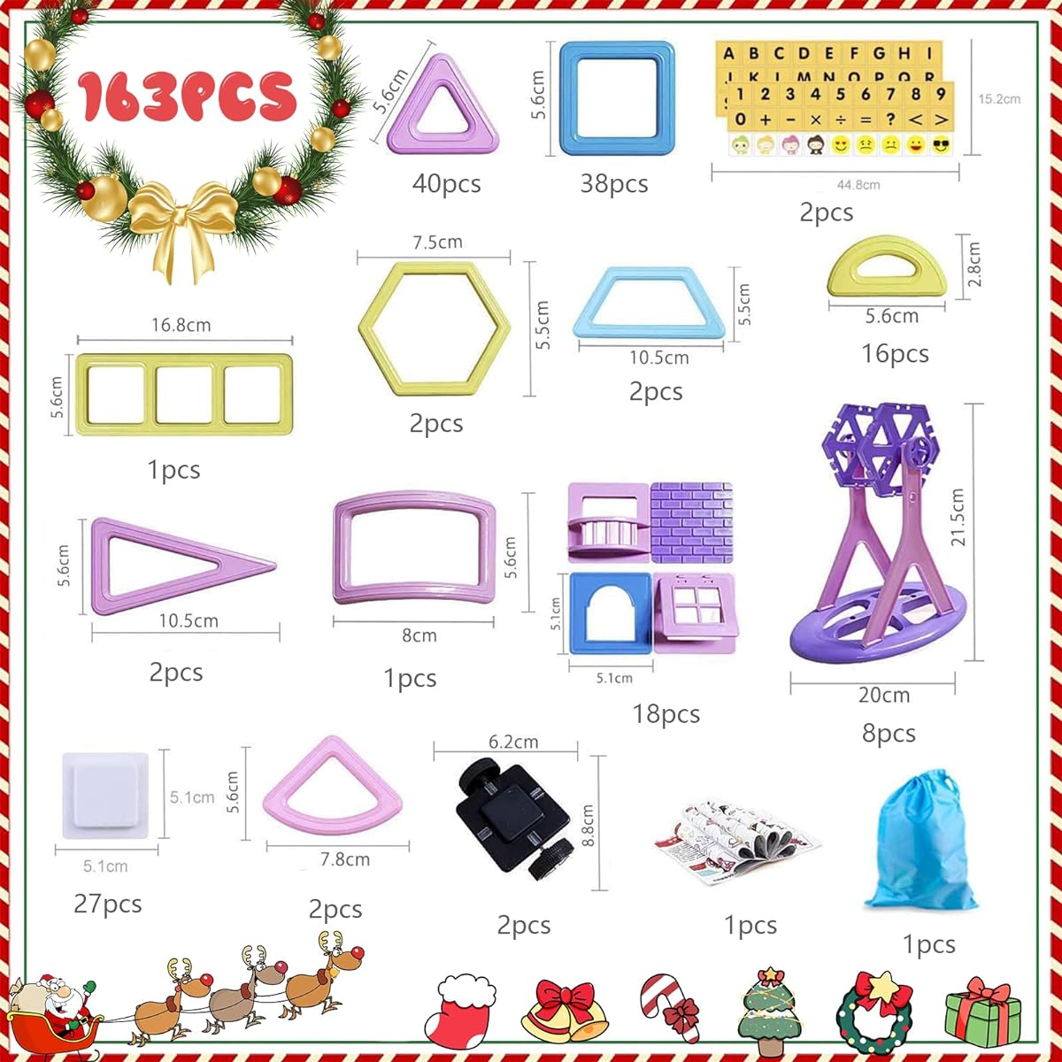 tic Blocks Magnetic Toys Model DIY Educational Toys 3D Puzzles Games Model DIY Building Blocks Kids Girls Boys Birthday Kindergarten Gift Baby Shower Christmas Present Gift Storage Bag Included Large Size [Passed the World-Class Japanese Food Inspection]