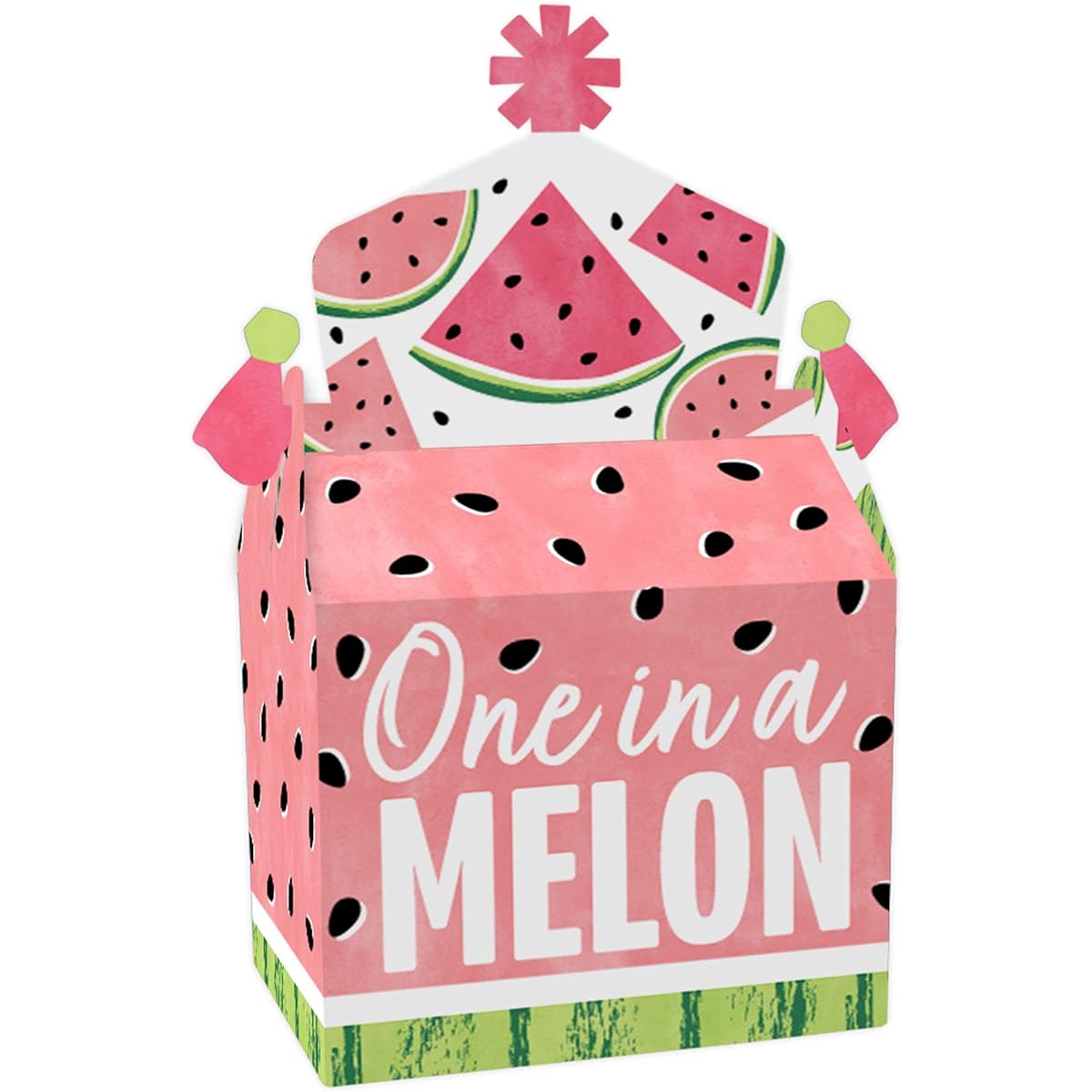 Big Dot of Happiness Sweet Watermelon - Sweets Box Party Favors - Fruit Party Goodie Gable Box - Set of 12