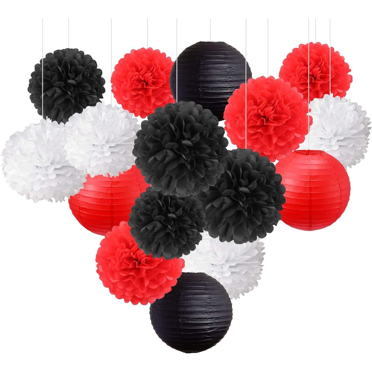 Tissue Paper Flower Ball Pompom Mix Paper Lantern Craft Kit for Wedding/School/Graduation/Birthday Party Decorations Baby Shower Decorations Bridal Shower Decorations by zorpia