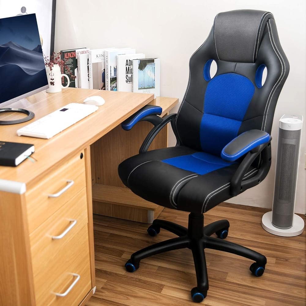 Gaming Chair, Office Chair, Desk Chair, Breathable, Reclining, Adjustable Rocking Height, Quiet Casters, Easy to Move, 360° Rotation, Lifting, Ergonomics, Office Chair, Computer Chair (120-blue)