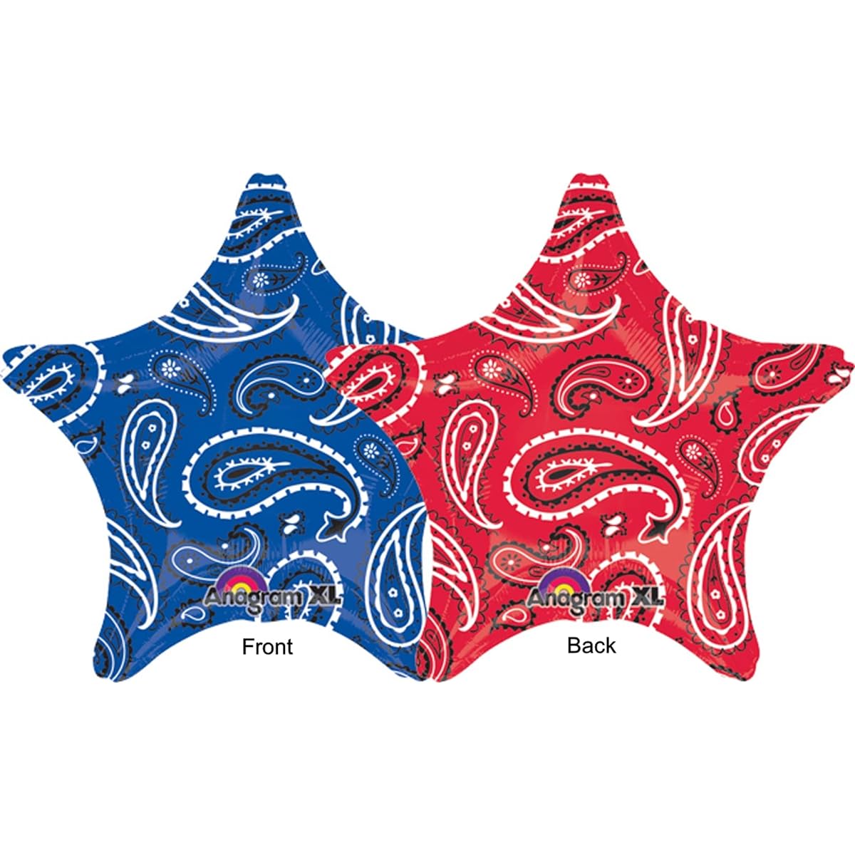 3 THREE 46cm foil BALLOON party BANDANA PRINT western COWBOY hoedown favours red/blue