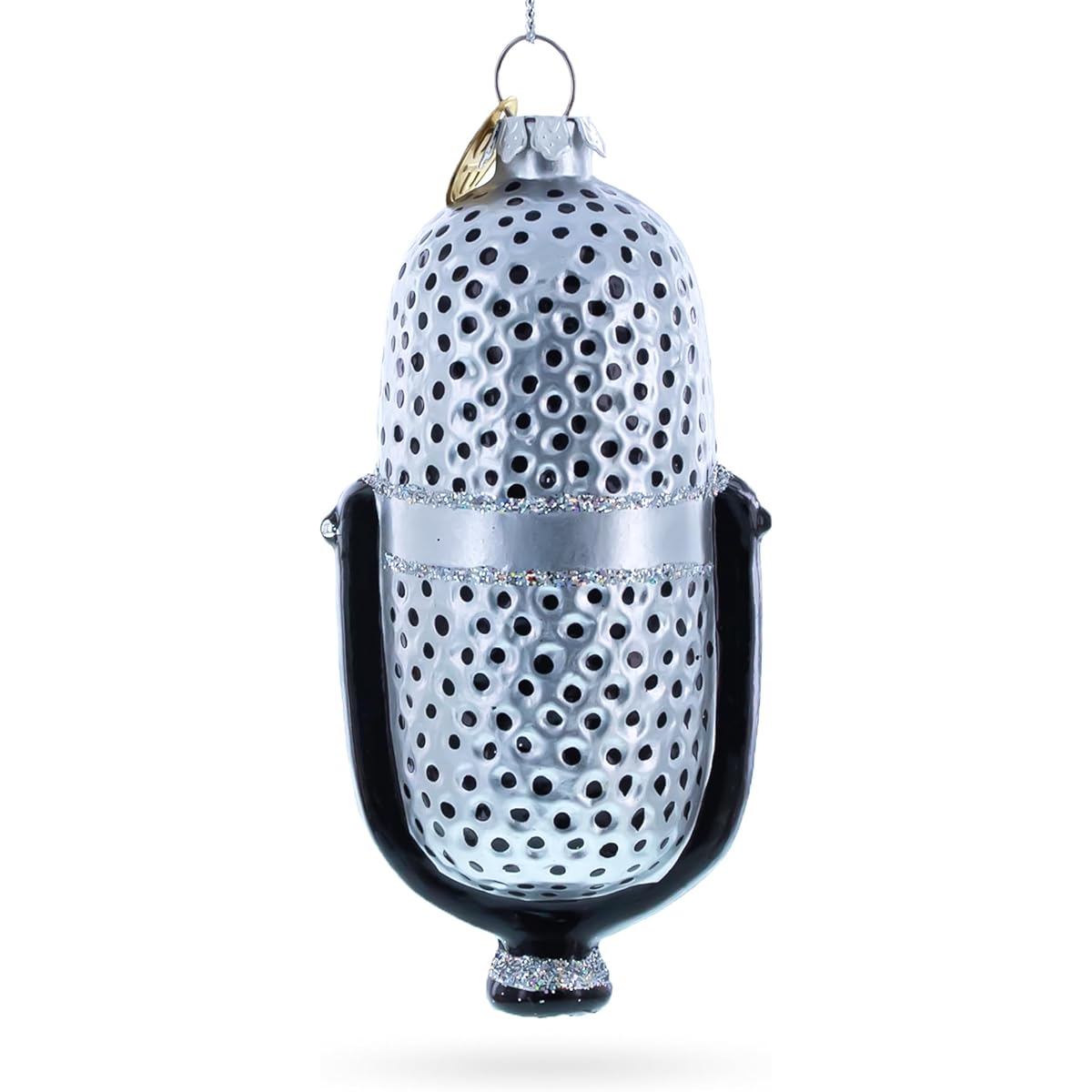 Sophisticated Microphone Blown Glass Christmas Ornament