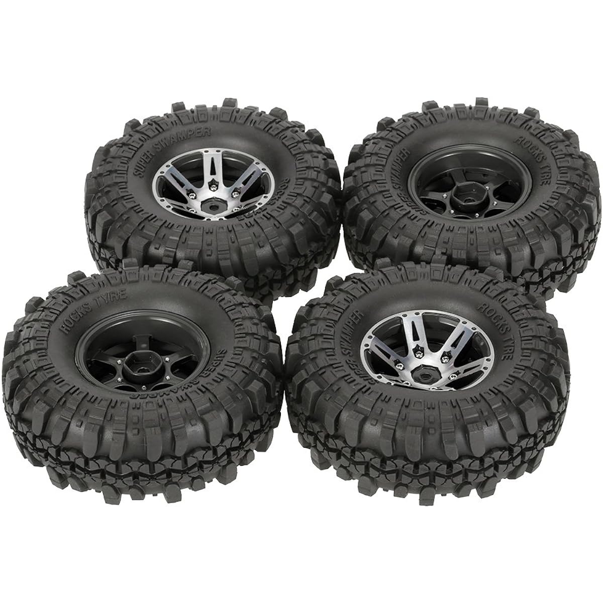 LAFEINA 1.9inch 110mm Rubber Tire Alloy Beadlock Wheel Rim for 1/10 Scale RC Rock Crawler Car