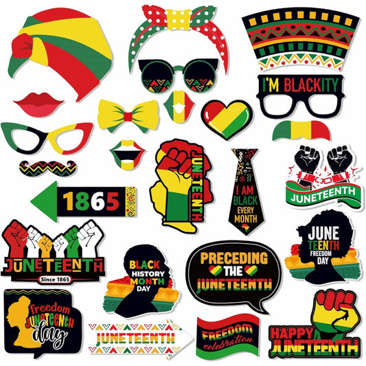 25 Pieces Happy Juneteenth Photo Booth Props African American Independence Day 1865 Freedom Day Party Photo Booth Props Juneteenth Party Decorations Supplies