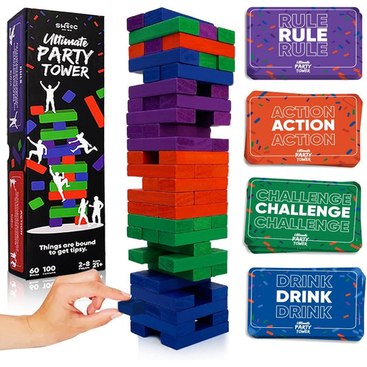 SWOOC - The Ultimate Party Tower - 100 Original Commands, 60 Blocks & 1000 Hilarious Rule Combinations - A Tipsy Spin on a Fun Classic Game for Power Hour - Ages 21+