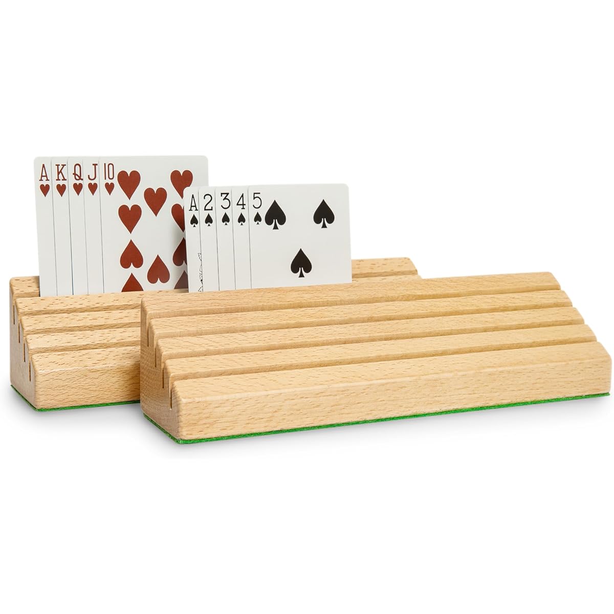 Black Long Di fang 9.85" - Standard Size Plain Beech Playing Card Holder/Holder - Set of 2 - Card Storage