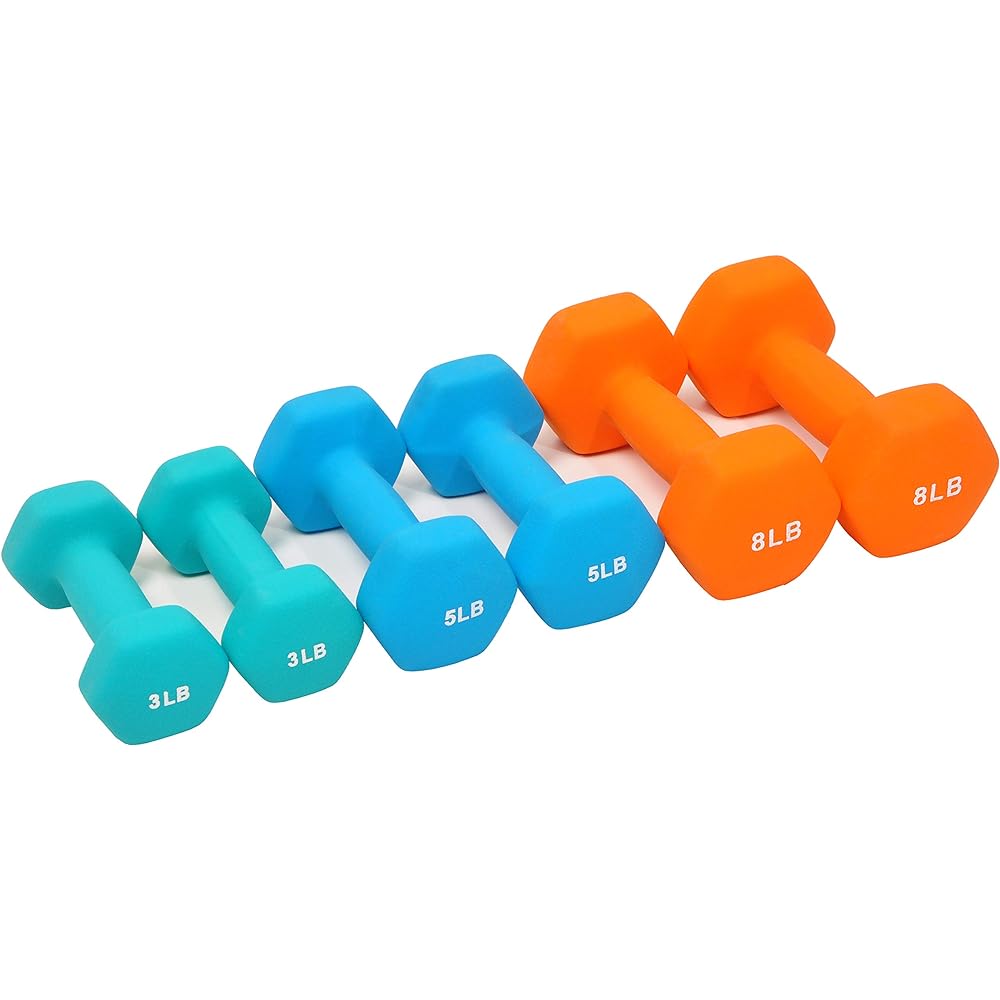 Sporzon! Color neoprene coated dumbbell set with stand