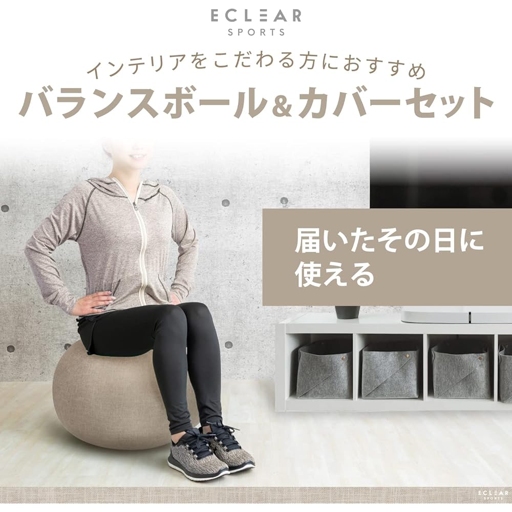 [Balance Ball & Balance Ball Cover] ELECOM Balance Ball 65cm Fitness with Air Pump Gray HCF-BB65GY