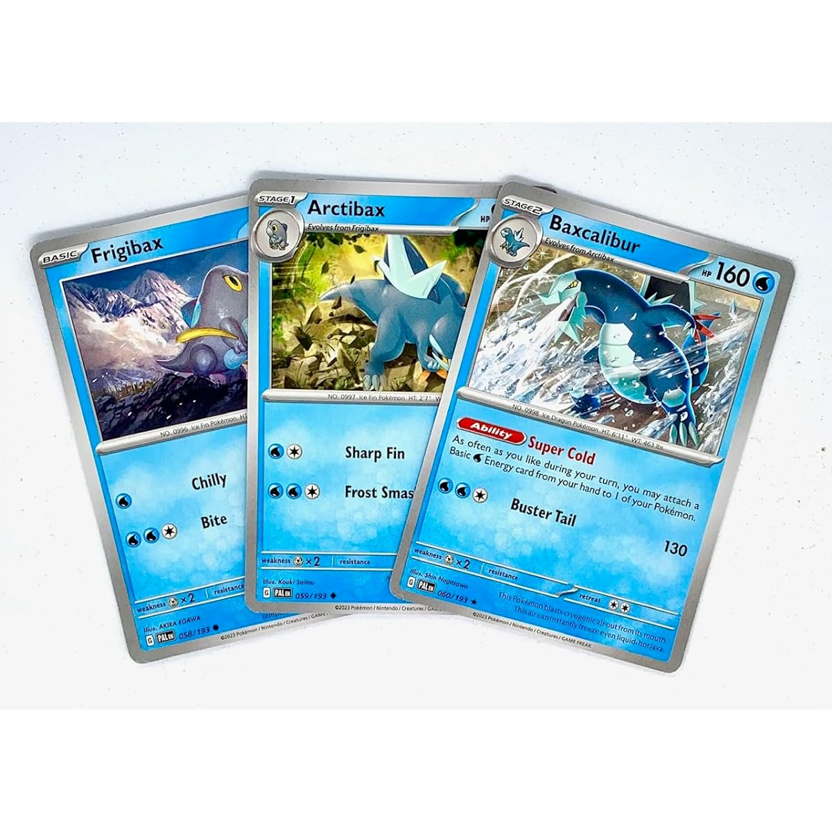 Frigibax Arctibax Baxcalibur- Paldea Evolved - Non-Holo Build & Battle - Pokemon Card Set - 3 Card Lot - 058/193-060/193