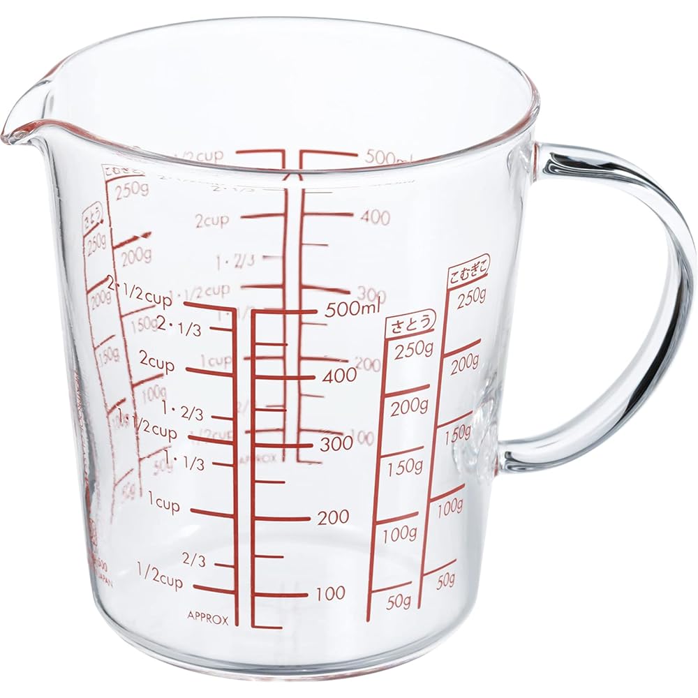 HARIO Made in Japan Heat-resistant Glass Measure Cup Wide 500ml MJCW-50-R-BK Set of 6
