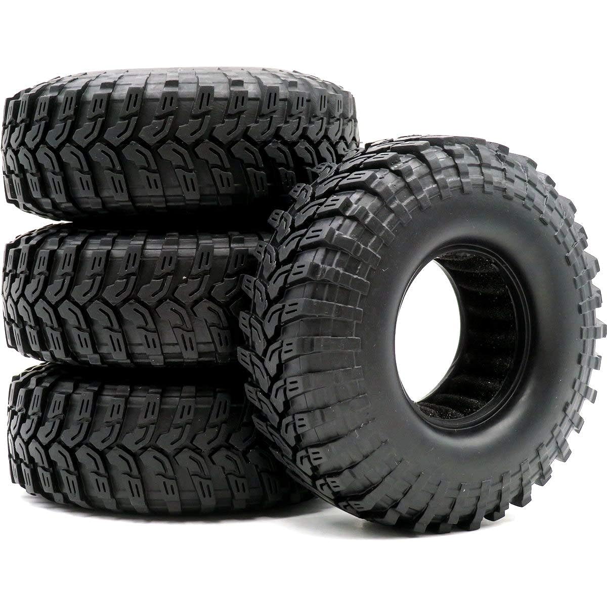 hobbysoul RC 1.9 Crawler Tires Mud Tires OD 114mm 1:10 RC 1.9 Beadlock Wheel Rim 4pcs