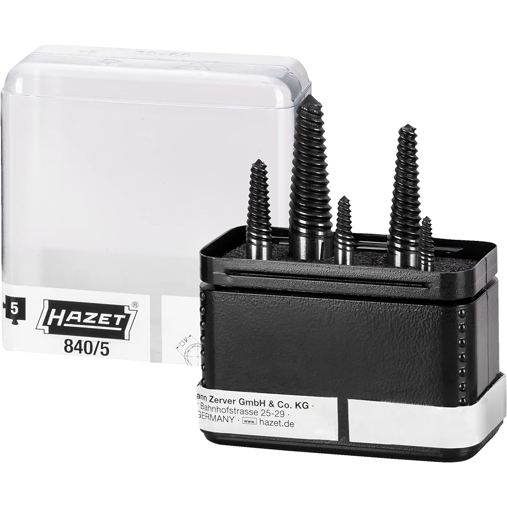 HAZET Screw Extractor Set 840/5 | 5-piece set (in a practical plastic box) | Made in Germany