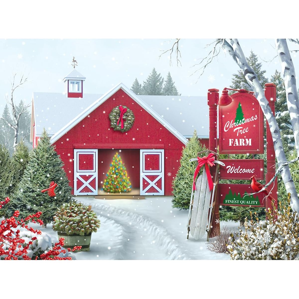 Bits Pieces - 1,000 Piece Jigsaw Puzzle for Adults - Christmas Tree Farm - 1,000 Piece Winter Holiday Snow Jigsaw by Artist Alan Giana
