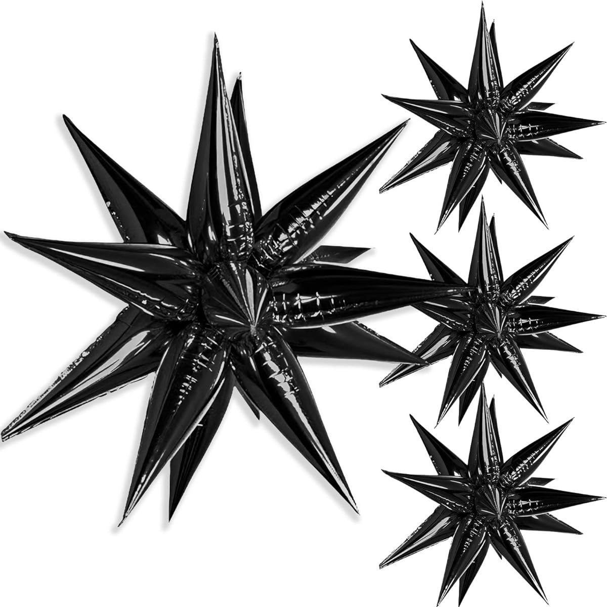 Black Star Balloons 40pcs Starburst Balloons Thick 28 Inch Star Explosion Foil Balloons Metallic Birthday Graduation Baby Shower Wedding Anniversary Background Decoration Party Supplies