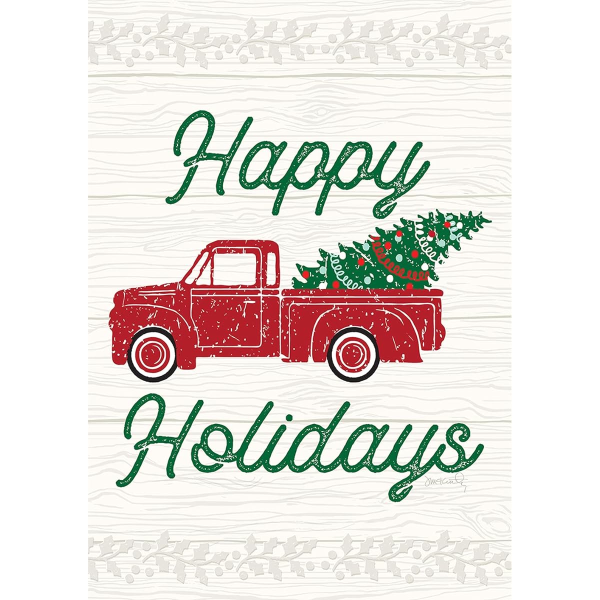 Toland Home Garden 1112581 Red Truck Christmas Christmas Flag 12x18 Inch Double Sided Christmas Garden Flag Outdoor Home Happy Holidays Flag Yard Decoration