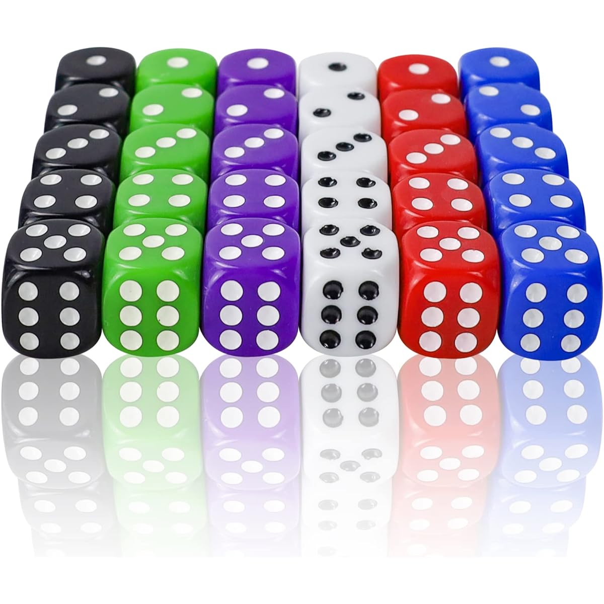 SLAKOZYT 6 Sided Dice Set 30 Pieces 16mm Opaque Acrylic Game Dice Board Game Dice Game Math Game 6 Colors
