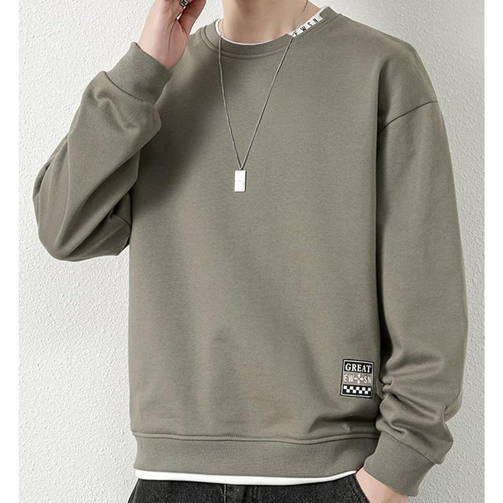[Bligo] Autumn Sweatshirt, Men's, Large Size, L-8XL, Pullover, Long Sleeve, Round Collar, Layered, Casual, Plain, Big Silhouette, Layered Style, Stylish, Loose, Drop, Long T-shirt, Casual, Popular, Spring, Winter Clothes