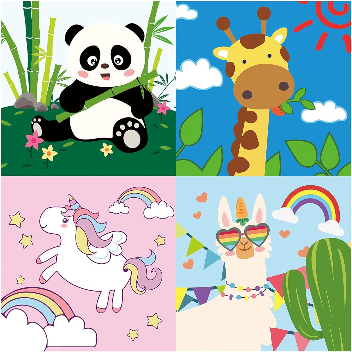 UPINS Paint by Number Kit for 4-8 Kids DIY Paint by Number Cute Animals Paint by Number Kit Acrylic Paint by Number Canvas Art Decor for Ages 8-12 (Frameless 8" x 8")