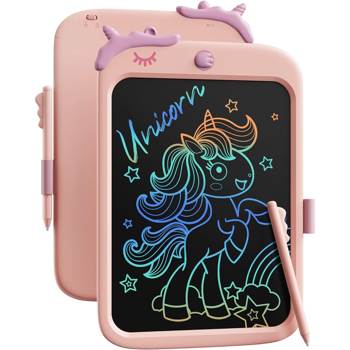 Kids LCD Writing Board 10 Inch Doodle Board Drawing Pad Tablet with Lock Erasable Portable Educational Learning Toy Gift for 3 4 5 6 Year Old Boys Girls (Pink)