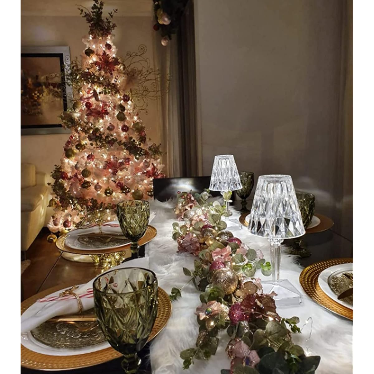 Faux Fur Christmas Table Runner Home Dining Table Decor for Holiday/Party/Christmas/Halloween/Thanksgiving/Dresser/Fireplace Decoration (White 11.8x70inch)