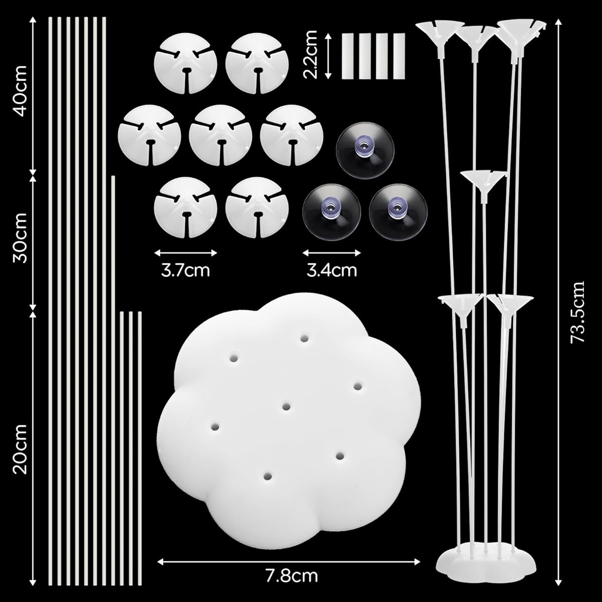 Libima 12 Sets 30" Clear Balloon Stand, Balloon Column Kit, Floor Balloon Stand Kit, Balloon Column Stand with Lights, Balloon Centerpieces for Table, Graduation, Birthday, Baby Shower, Wedding Anniversary