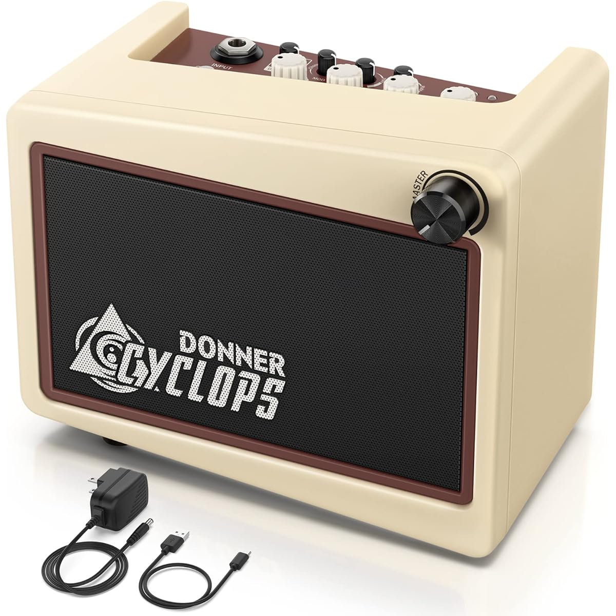 Donner Mini Guitar Amplifier, 5W, 7 Amp Models, Modeling Amplifier, Compact, 40 Drum Machine Types, Delay, Reverb, Built-in Effects, Wireless Connection, Battery Powered, Headphone and AUX IN Terminal, Home Practice