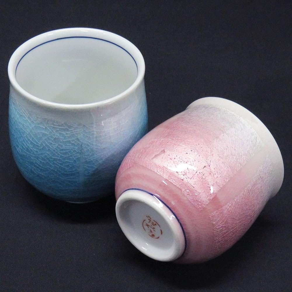 Pair Teacup Teapot Set Kutani Yaki Ginsai Pottery Brand Japanese Tableware Made in Japan
