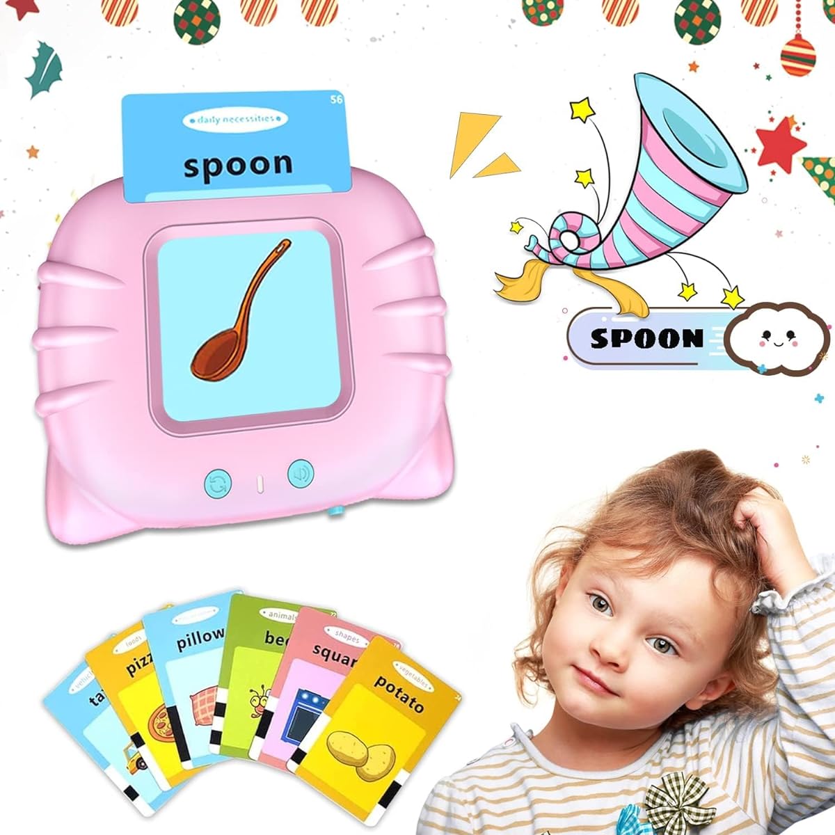 Baeforny Learning Talking Flash Cards for Toddlers 248 Sight Words Educational Speech Therapy 2 3 4 5 6 Years Old Boys Girls (Pink)