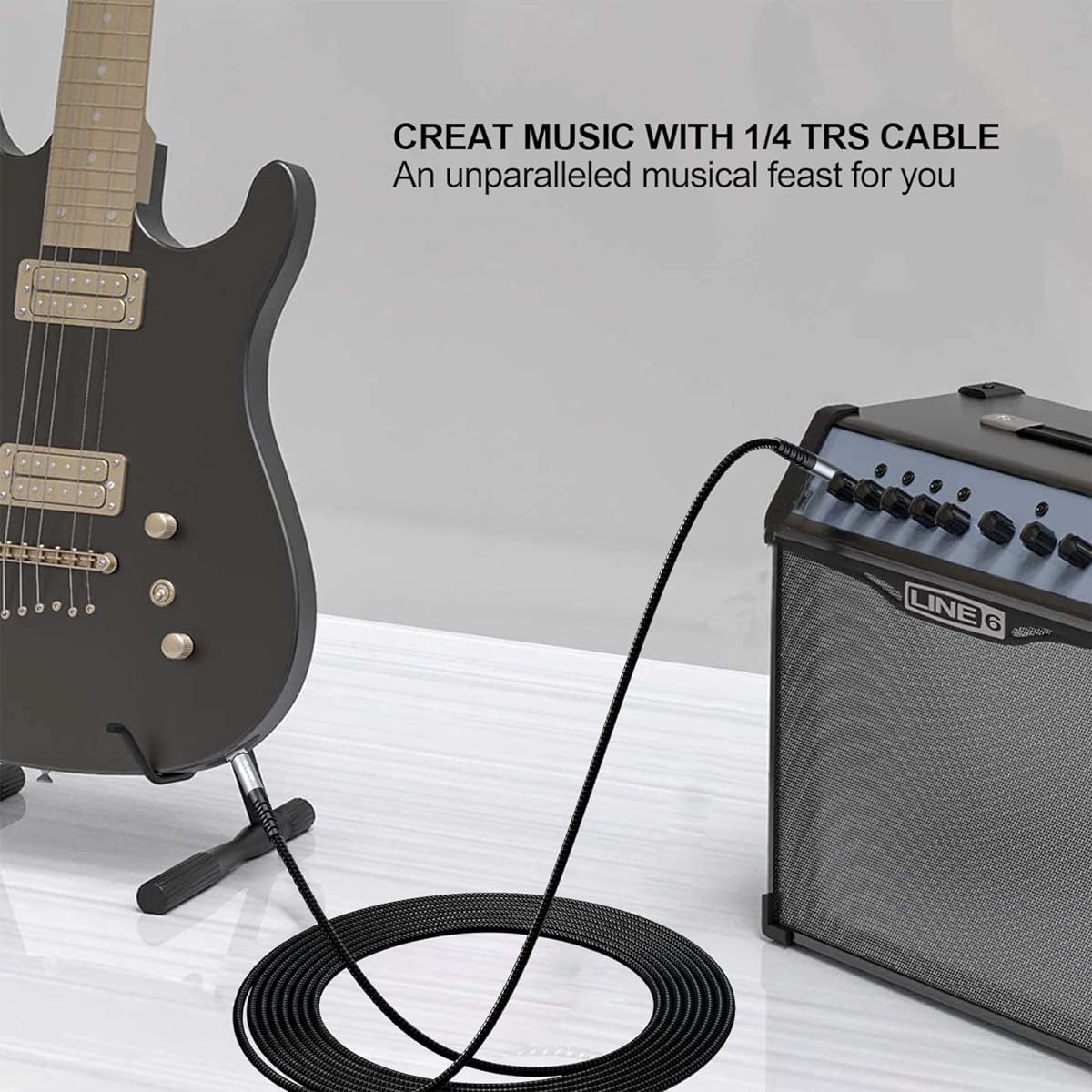 CLAVOOP Musical Instrument Cable (10ft Gray 2 Pack)