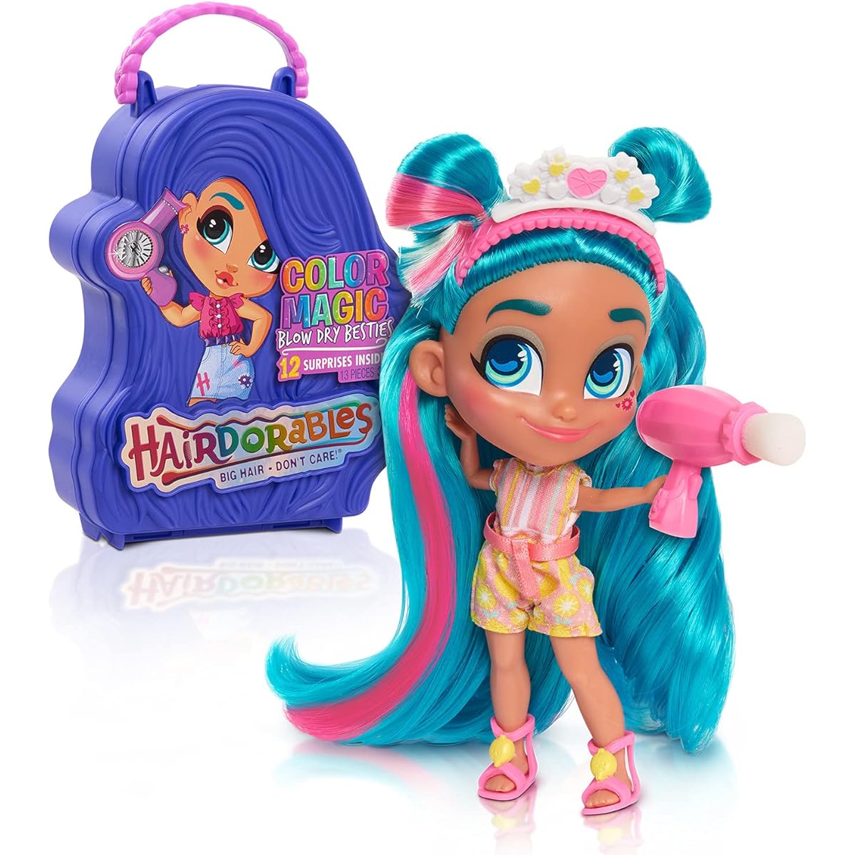 Just Play Hairdorables Collectible Dolls Color Magic Blow Dry Bestie Series 6 Styles and case colors may vary Each sold separately