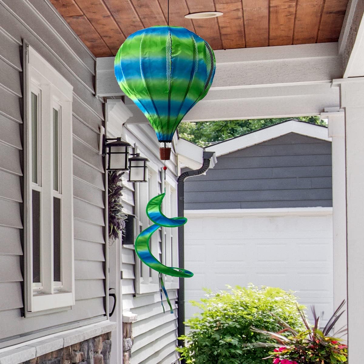 Green & Blue Deluxe Hot Air Balloon Wind Twister Everyday 54"L Briarwood Lane