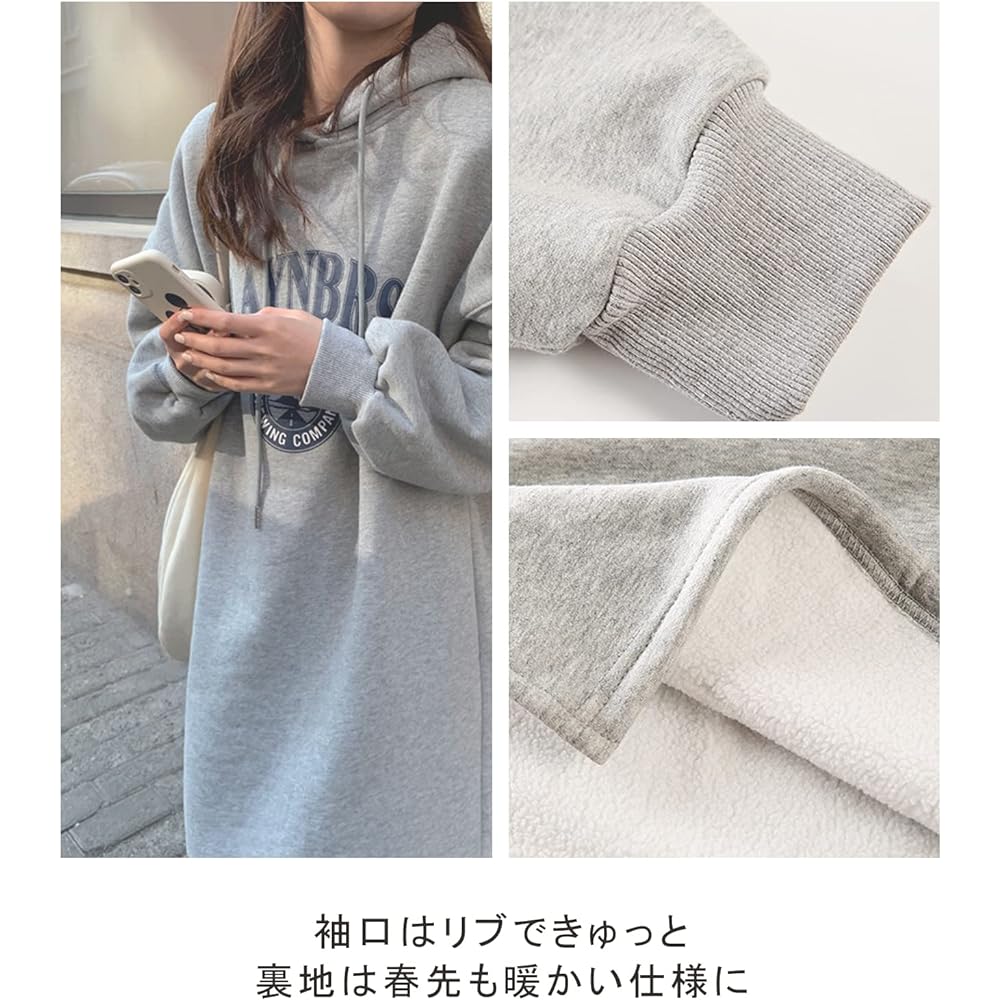 [J.STORE] Women's One Piece Spring Long Length Sweatshirt Hoodie Logo Tops Loose Large M~XL