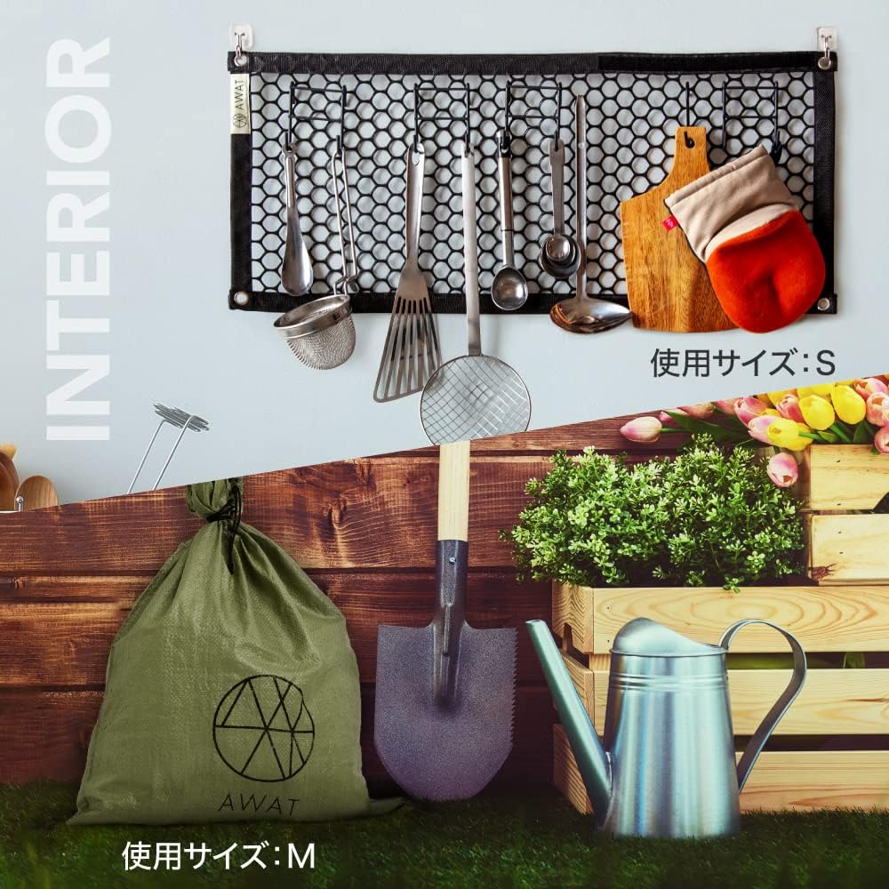 Alphax AWAT AP-439110 Multi-mesh M size with 10 sandbags, hanging storage, firewood bag, sandbag stand, outdoor, 35 x 110 cm