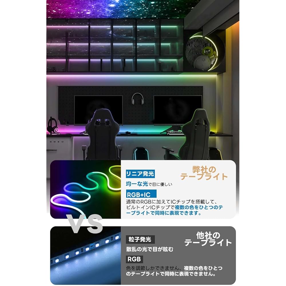 SPAHER LED Strip Light, RGBIC Tube Light, Dimmable Color, APP Control, Audio Synchronization, Waterproof, Linear Emission, Neon Light, Easy to Bend, Cuttable, Easy to Install, Strip Light, Easy on the Eyes, Indirect Lighting, DIY Decoration, 10 Meters