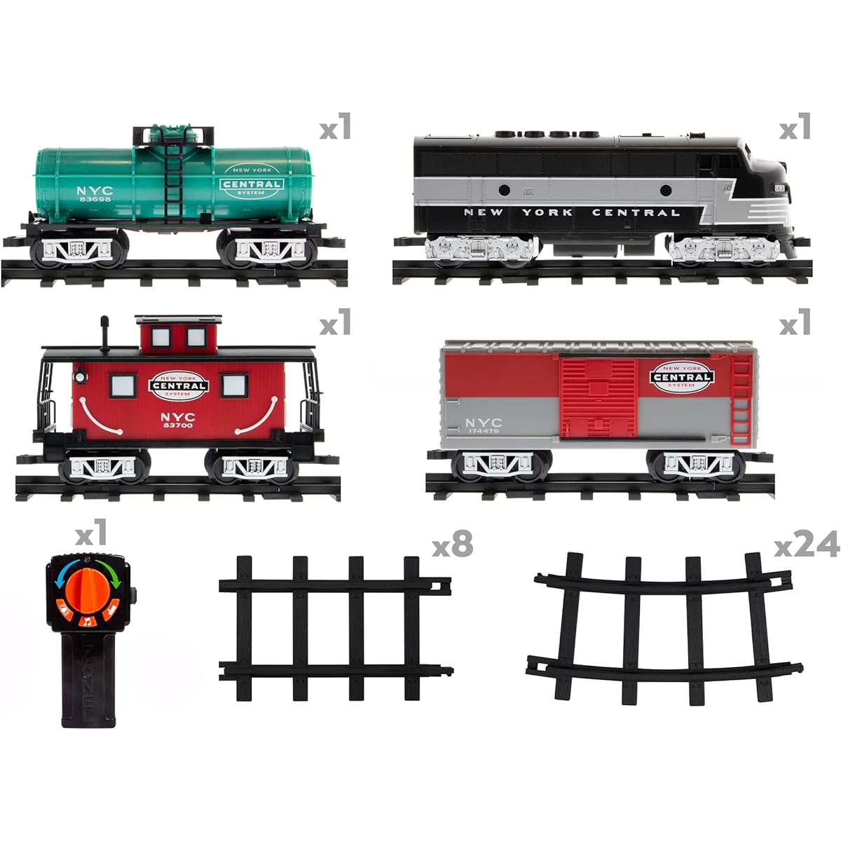 Lionel New York Central Ready-to-Play Set, Battery Powered Model Train Set with Remote