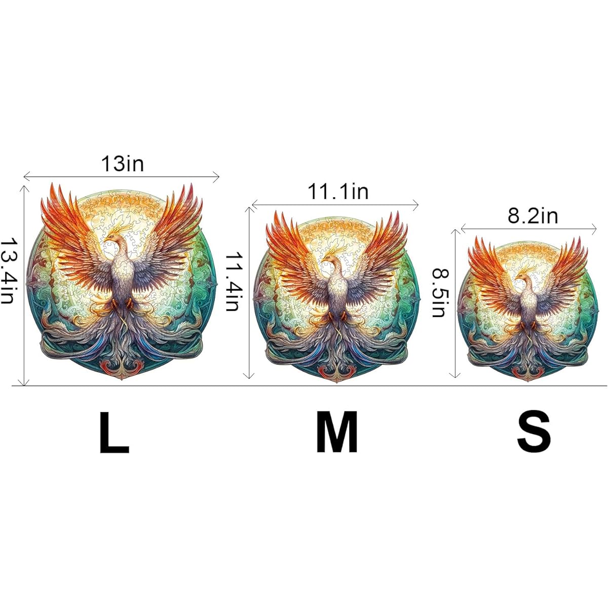KAAYEE Wooden Jigsaw Puzzle Mysterious Phoenix Puzzle 11.4*11.1 Inch 200 Pieces Unique Animal Shaped Puzzle Gift for Kids and Adults