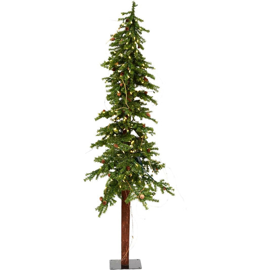 Vickerman 7' Alpine Artificial Christmas Tree, Warm White, Dura-lit LED Lights, Artificial Christmas Tree, Seasonal Indoor Decor