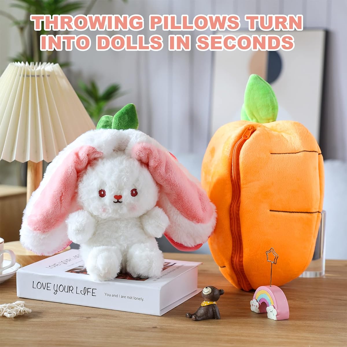 Irokasbar | Reversible Bunny Carrot Plush Toy | Bunny Plush Toy for Boys and Girls (Carrot, 7.87 inches)