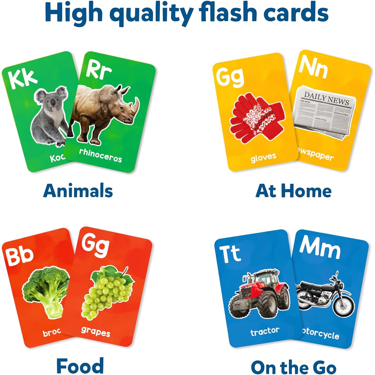 Skillmatics Thick Flash Cards for Toddlers - Letters and First 100 Letters 3-in-1 Educational Game Gift with Learning Activities for Ages 18 Months to 4 Years Old, 100 Pictures