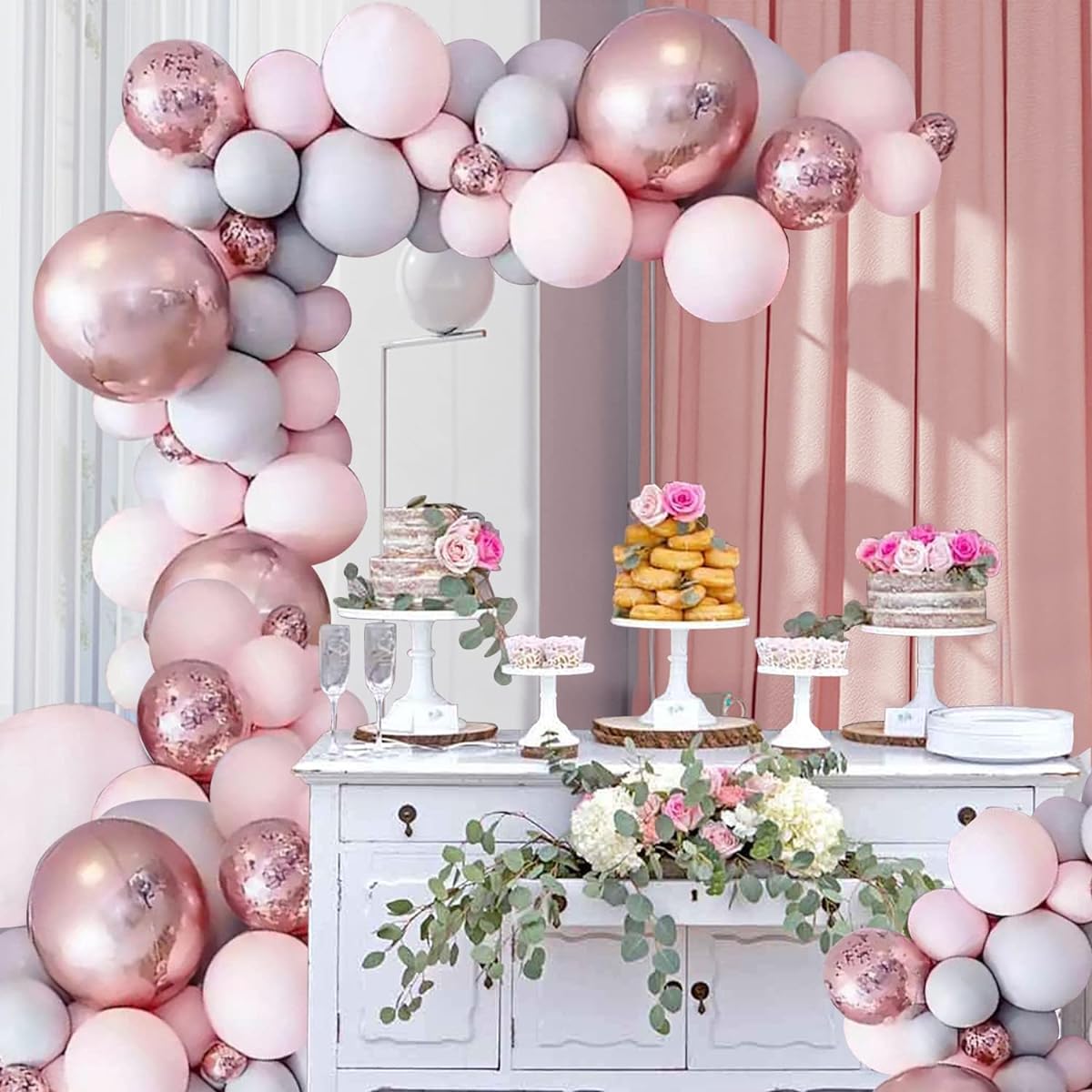 DIY Balloon Arch & Garland Kit Party Balloon Decoration Set for Bridal & Baby Shower Wedding Birthday Graduation Anniversary Party (Rose Gold)