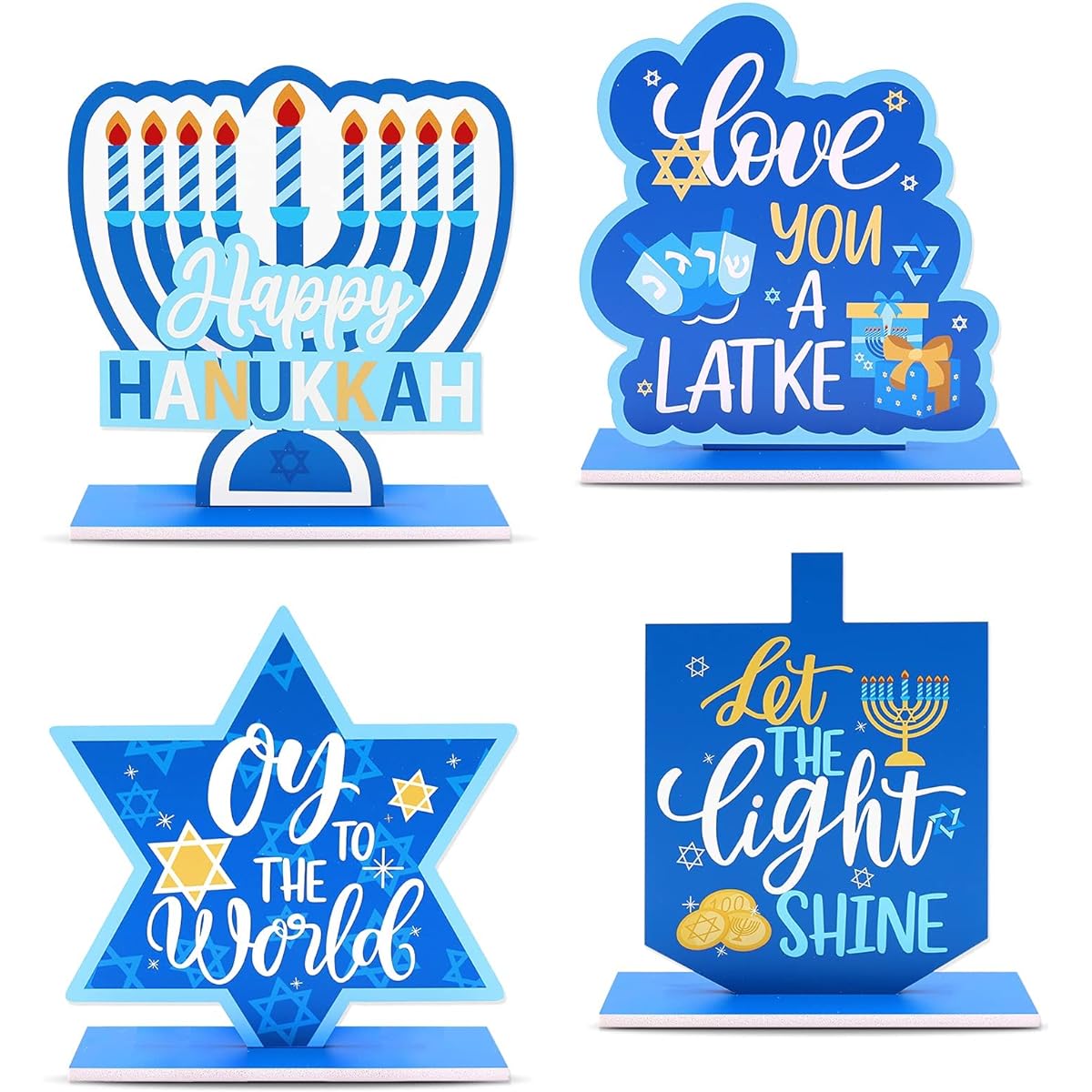 Hanukkah Decor Zingoetrie Hanukkah Centerpiece Table Decoration Chanukah Plastic Table Topper Indoor Outdoor Menorah Dridel Sign Holiday Party Favors Hanukkah Gift