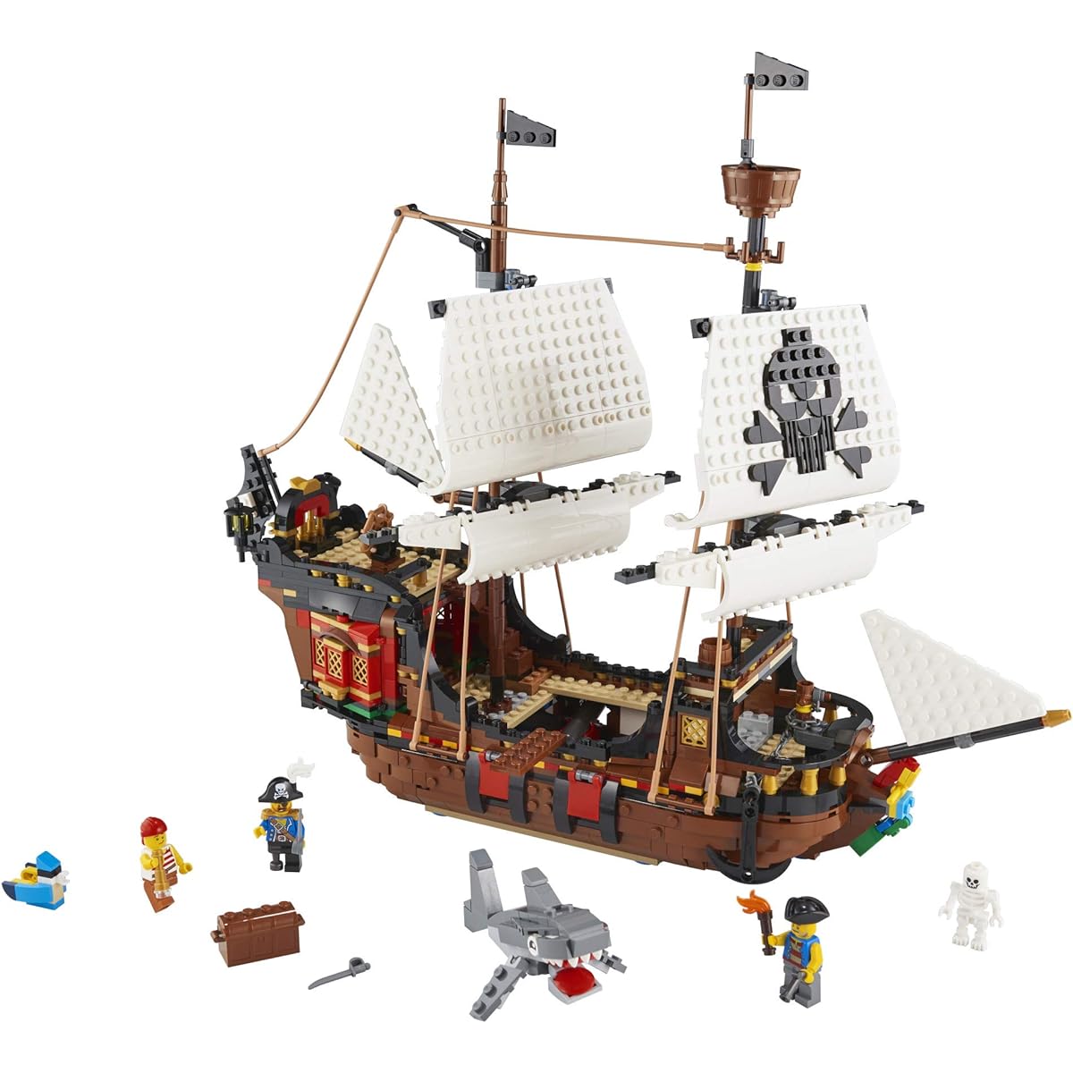 LEGO Creator 3in1 Pirate Ship 31109 Building Playset for Kids who Love Pirates and Model Ships, Makes a Great Gift for Children who Like Creative Play and Adventures, New 2020 (1,260 Pieces)