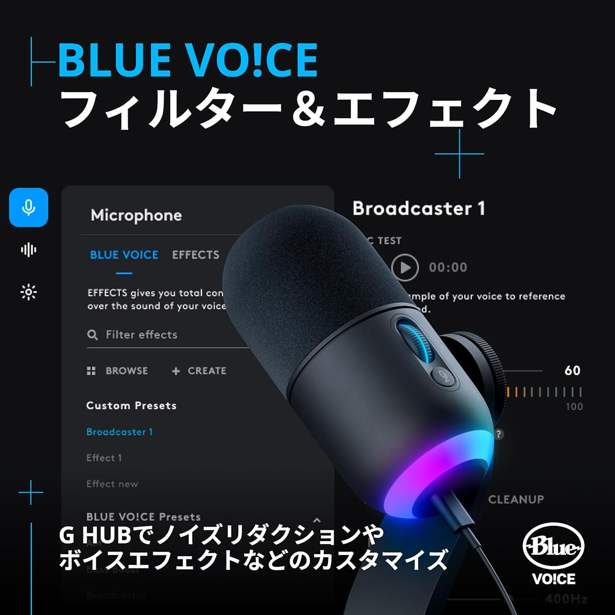 Logitech G Gaming Microphone YETI GX Dynamic Microphone G-YETI-GX-BK Streaming Delivery Super Cardioid Noise Reduction RGB LIGHTSYNC Compatible USB BLUE VO!CE PC MAC Gaming Microphone Black Windows G-YETI Domestic Genuine Product