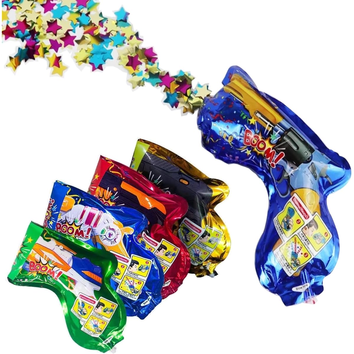 KONBANZE 16pcs Blown Confetti Popper Party Shooter Toy Cannon Holiday Gifts Wedding Kids Inflatable Toys Birthday New Year's Eve Christmas Decoration Supplies