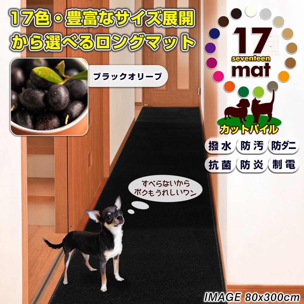 Corridor mat, pet friendly, water repellent, 70 x 460 cm, black olive 153101320JI99