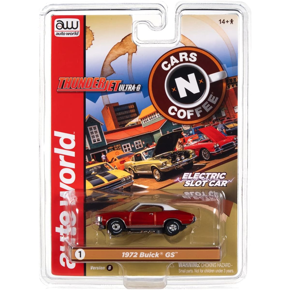 Auto World Thunderjet Cars N Coffee 1972 Buick GS (Red) HO Scale Slot Car