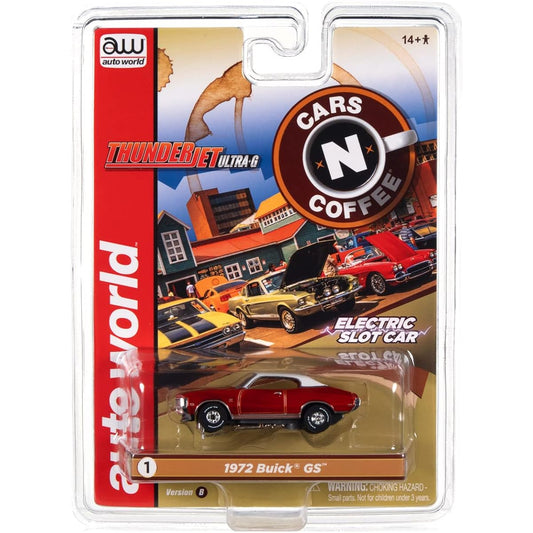 Auto World Thunderjet Cars N Coffee 1972 Buick GS (Red) HO Scale Slot Car